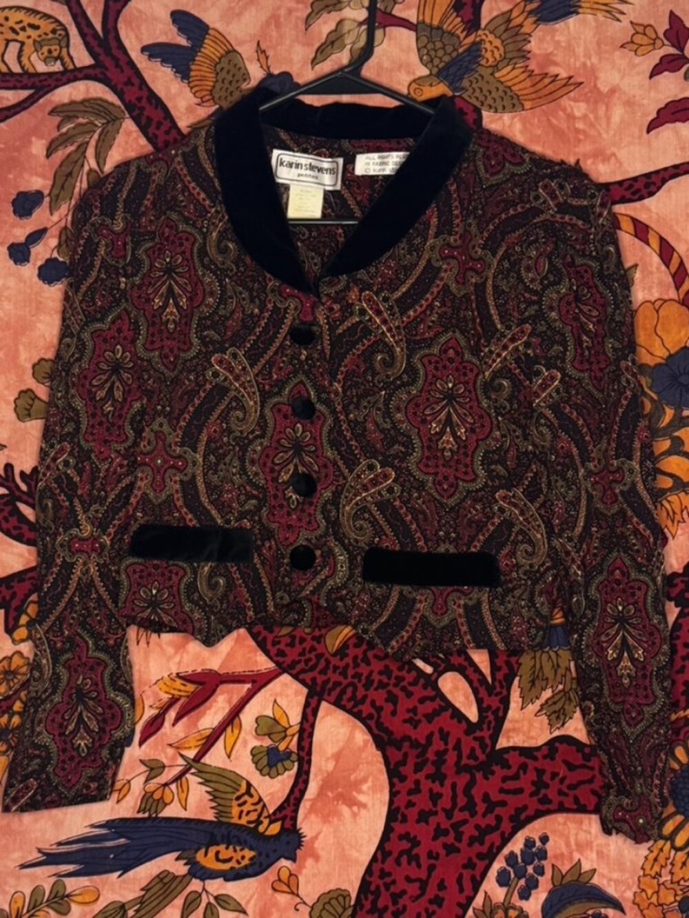 Vintage Paisley and Velvet Cropped Jacket
